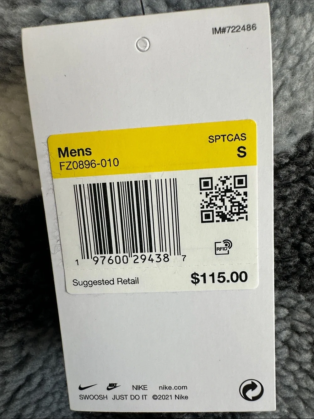 Nike Men's Black & Gray Check Sherpa Quarter-Zip Pullover